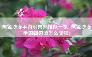 黑色沙漠手游驯兽师技能一览 (黑色沙漠手游驯兽师怎么骑狼)