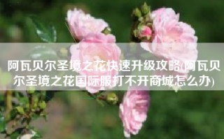 阿瓦贝尔圣境之花快速升级攻略(阿瓦贝尔圣境之花国际服打不开商城怎么办)