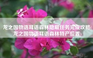 龙之国物语耳语森林隐藏任务完成攻略(龙之国物语耳语森林特产位置)