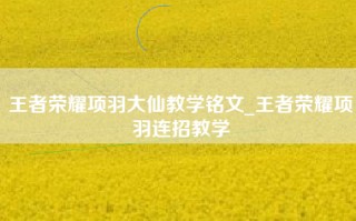 王者荣耀项羽大仙教学铭文_王者荣耀项羽连招教学