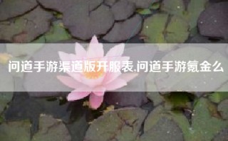 问道手游渠道版开服表,问道手游氪金么