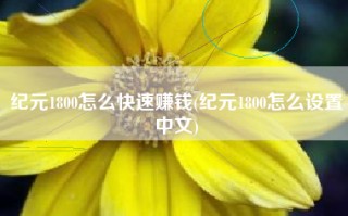 纪元1800怎么快速赚钱(纪元1800怎么设置中文)