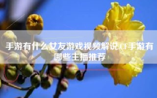 手游有什么女友游戏视频解说,CF手游有哪些主播推荐