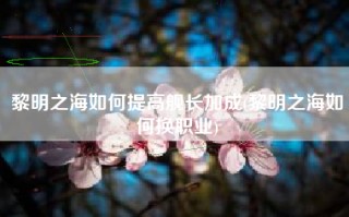 黎明之海如何提高舰长加成(黎明之海如何换职业)
