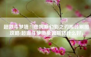 超激斗梦境：詹姆斯幻影之刃搬砖刷图攻略(超激斗梦境詹姆斯转什么好)