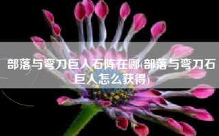 部落与弯刀巨人石阵在哪(部落与弯刀石巨人怎么获得)