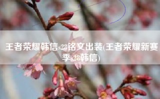 王者荣耀韩信s28铭文出装(王者荣耀新赛季s28韩信)