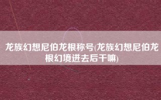 龙族幻想尼伯龙根称号(龙族幻想尼伯龙根幻境进去后干嘛)