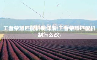 王者荣耀匹配机制详解(王者荣耀匹配机制怎么改)