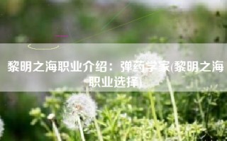 黎明之海职业介绍：弹药学家(黎明之海职业选择)