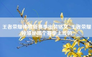王者荣耀钟馗新赛季出装铭文_王者荣耀钟馗是哪个赛季上线的