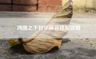 鸿图之下甘宁阵容搭配攻略