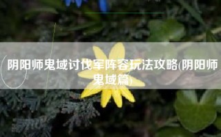 阴阳师鬼域讨伐军阵容玩法攻略(阴阳师鬼域篇)