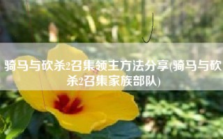 骑马与砍杀2召集领主方法分享(骑马与砍杀2召集家族部队)