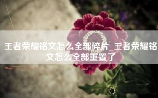 王者荣耀铭文怎么全部碎片_王者荣耀铭文怎么全部重置了