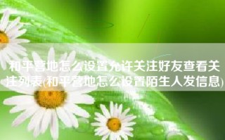 和平营地怎么设置允许关注好友查看关注列表(和平营地怎么设置陌生人发信息)