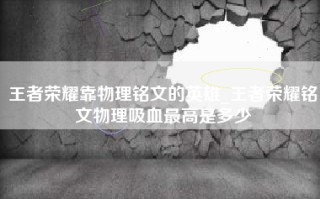 王者荣耀靠物理铭文的英雄_王者荣耀铭文物理吸血最高是多少