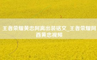 王者荣耀黄忠阿离出装铭文_王者荣耀阿酉黄忠视频