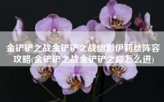 金铲铲之战金铲铲之战幽影伊莉丝阵容攻略(金铲铲之战金铲铲之巅怎么进)