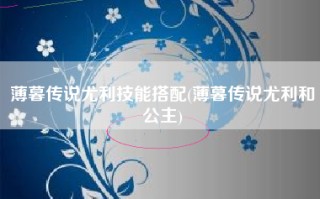 薄暮传说尤利技能搭配(薄暮传说尤利和公主)