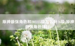原神最强角色和202225级怎么升26级(原神最强角色排行)