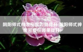 阴阳师式神亲密度如何提升(阴阳师式神亲密度在哪里提升)