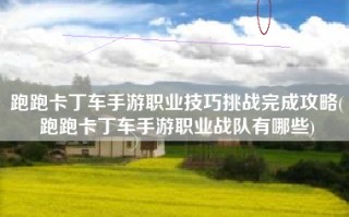 跑跑卡丁车手游职业技巧挑战完成攻略(跑跑卡丁车手游职业战队有哪些)