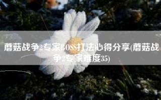 蘑菇战争2专家BOSS打法心得分享(蘑菇战争2专家难度35)