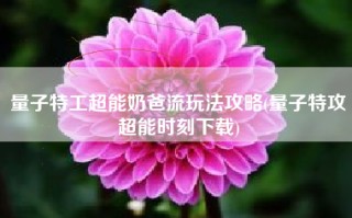 量子特工超能奶爸流玩法攻略(量子特攻超能时刻下载)