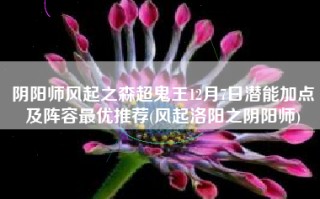阴阳师风起之森超鬼王12月7日潜能加点及阵容最优推荐(风起洛阳之阴阳师)