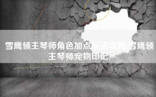 雪鹰领主琴师角色加点玩法攻略(雪鹰领主琴师宠物印记)
