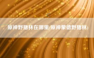 原神野猪林在哪里(原神蒙德野猪林)