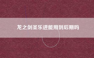 龙之剑圣乐进能用到后期吗