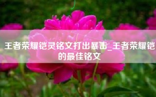 王者荣耀铠灵铭文打出暴击_王者荣耀铠的最佳铭文