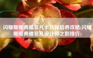 闪耀暖暖典雅非凡卡选择培养攻略(闪耀暖暖典雅非凡设计师之影排行)