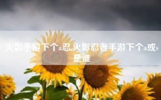 火影手游下个a忍,火影忍者手游下个a或s是谁