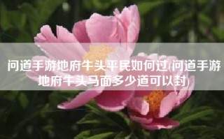 问道手游地府牛头平民如何过(问道手游地府牛头马面多少道可以封)