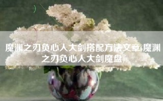 魔渊之刃负心人大剑搭配方法文章(魔渊之刃负心人大剑魔盘)