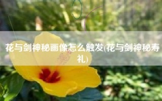 花与剑神秘画像怎么触发(花与剑神秘寿礼)