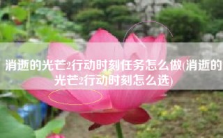 消逝的光芒2行动时刻任务怎么做(消逝的光芒2行动时刻怎么选)