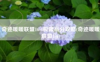 奇迹暖暖联盟16-6极限高分攻略(奇迹暖暖联盟1-6)