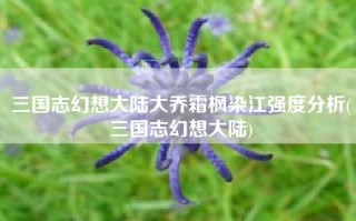 三国志幻想大陆大乔霜枫染江强度分析(三国志幻想大陆)