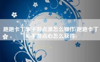 跑跑卡丁车手游点漂怎么操作(跑跑卡丁车手游点心怎么获得)