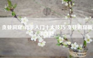 贪婪洞窟2新手入门十大技巧(贪婪洞窟新手攻略)