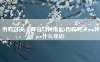 街霸对决pvp阵容如何搭配(街霸对决pvp和pve什么意思)