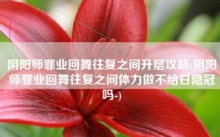 阴阳师罪业回舞往复之间升层攻略(阴阳师罪业回舞往复之间体力做不给日隐冠吗-)