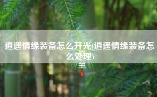 逍遥情缘装备怎么开光(逍遥情缘装备怎么处理)