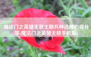 魔法门之英雄无敌王朝兵种选择心得分享(魔法门之英雄无敌手机版)