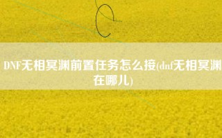 DNF无相冥渊前置任务怎么接(dnf无相冥渊在哪儿)