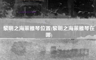 黎明之海莱雅琴位置(黎明之海莱雅琴在哪)